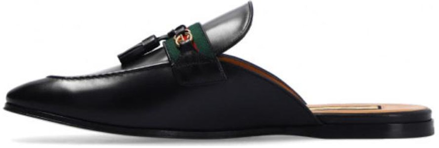 GUCCI古馳 皮革 包頭平跟拼接織帶 時尚拖鞋 男款 黑色 Buy GUCCI古馳 皮革 包頭平跟拼接織帶 時尚拖鞋 男款 黑色
