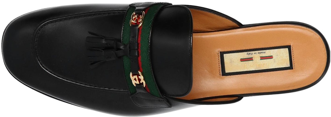 Gucci Kulit Mule Rata Kepala Terbuka 'Black Ribbon' 655580-1W610-1066 Shop Gucci Kulit Mule Rata Kepala Terbuka 'Black Ribbon' 655580-1W610-1066