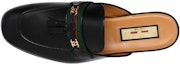 Shop Gucci Kulit Mule Rata Kepala Terbuka 'Black Ribbon' 655580-1W610-1066