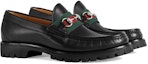 Lookbook Gucci Loafer Kulit Platform dengan Horsebit 'Hitam' 496246-ARPA0-1098