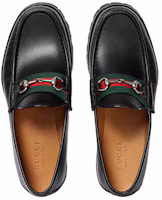 Shop GUCCI 古馳 皮革 馬銜扣 厚底鞋 男款 黑色