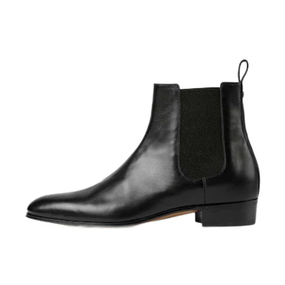 Gucci Leather Pointed Toe Ankle Boots 'Black'