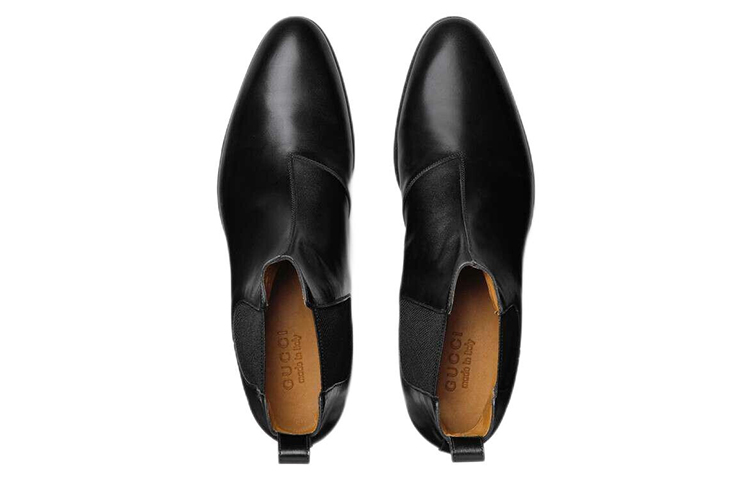 Order 古驰黑色尖头皮革短靴 624661-CDZK0-1000