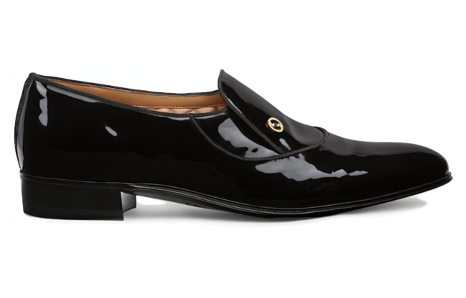 Order 古驰黑色皮革圆头乐福鞋 762321-BNCV0-1000