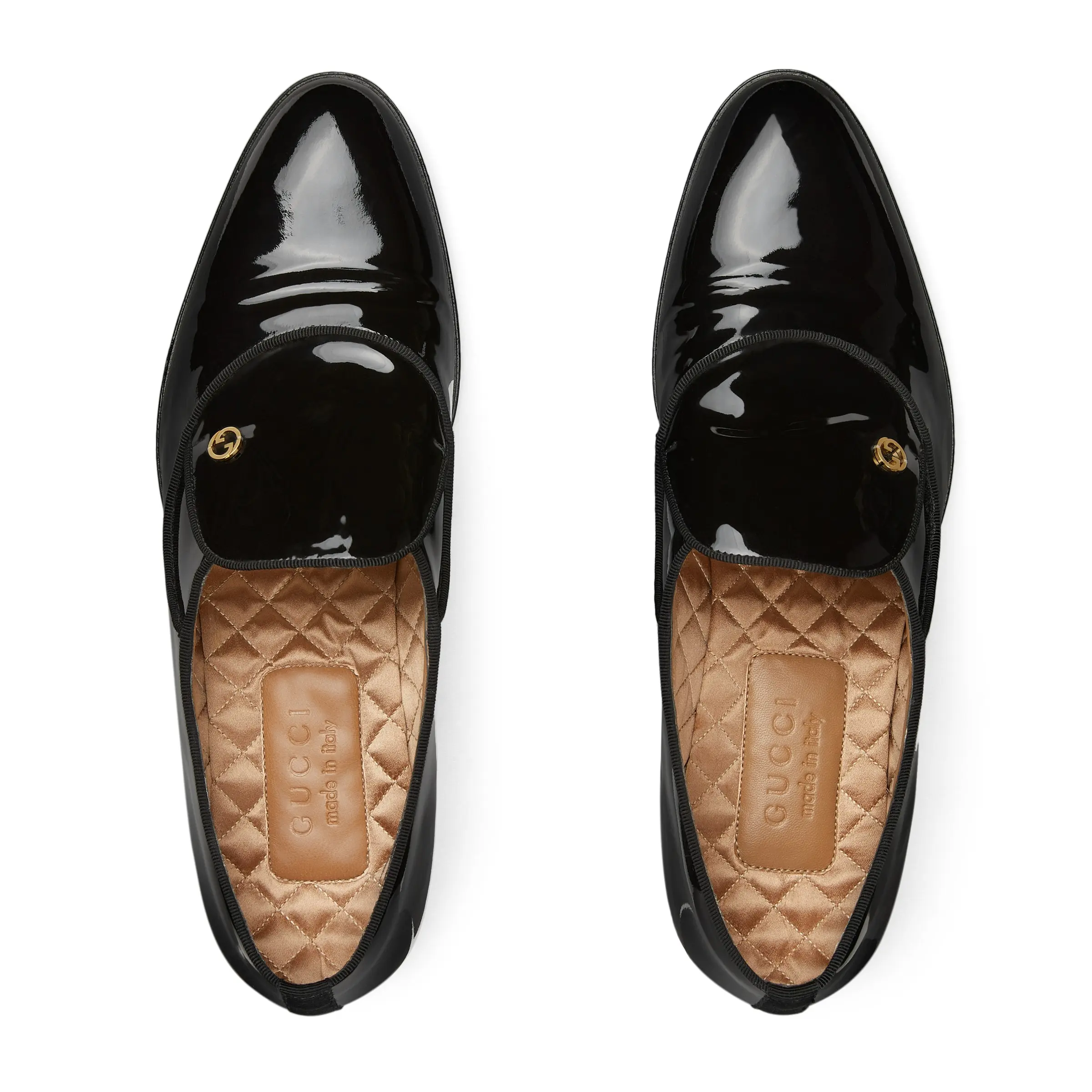 Shop 古驰黑色皮革圆头乐福鞋 762321-BNCV0-1000