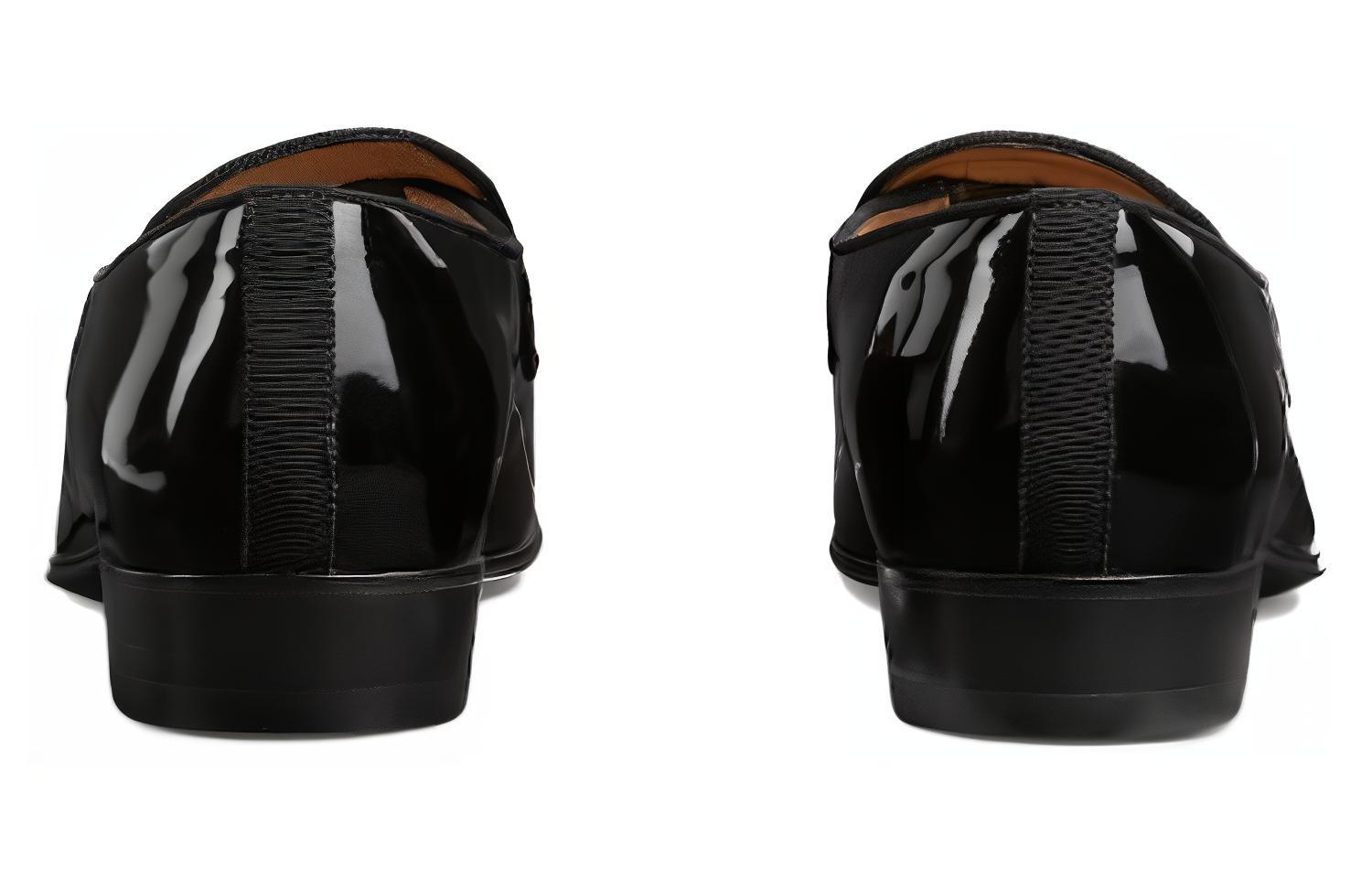 Purchase 古驰黑色皮革圆头乐福鞋 762321-BNCV0-1000