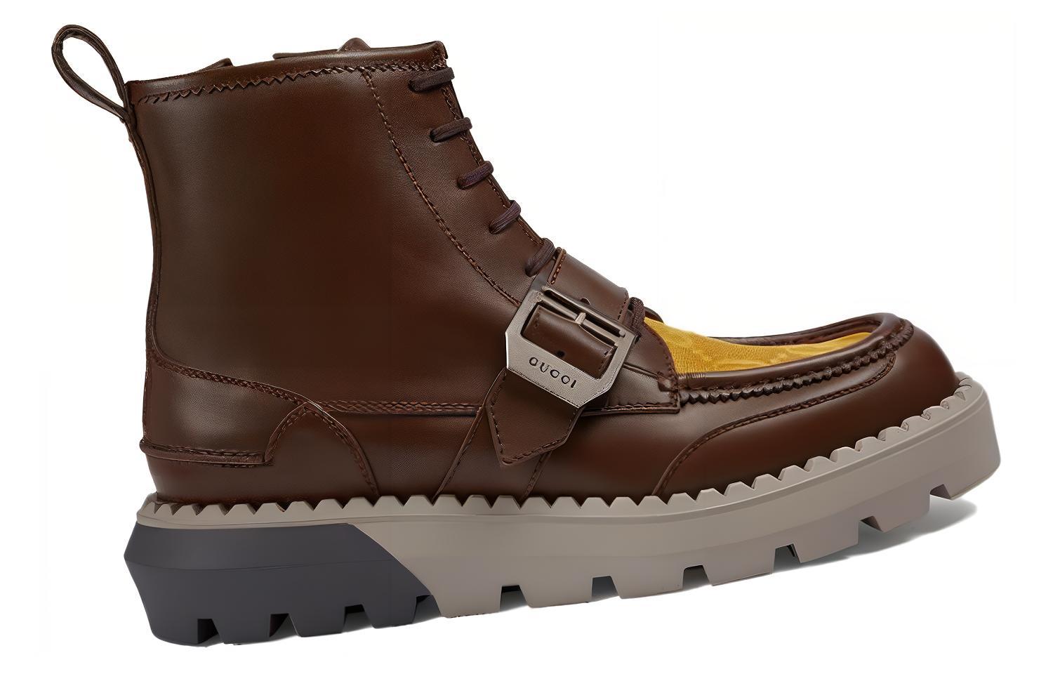 Order GUCCI 古馳 皮革 圓頭拉鍊 舒適百搭 短靴 男款 棕色