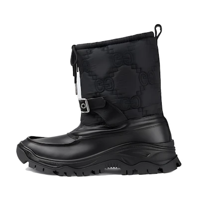 Gucci Leather Round Toe CMFT Ankle Boots 'Black'