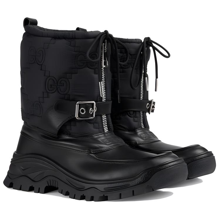 Lookbook Gucci Leather Round Toe Comfort Ankle Boots 'Black' 758814-AACRY-1000