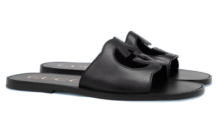 Lookbook GUCCI 古馳 皮革 圓頭套腳 時尚涼拖 男款 黑色