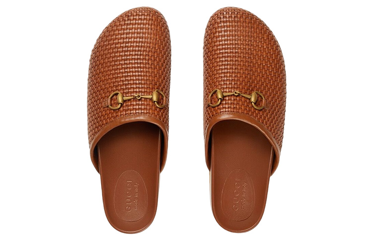 Lookbook GUCCI 古馳 皮革 露跟包頭 時尚涼拖 男款 棕色