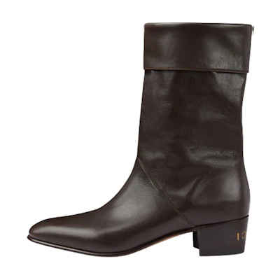 Gucci Leather Slip-On Ankle Boots 'Brown'