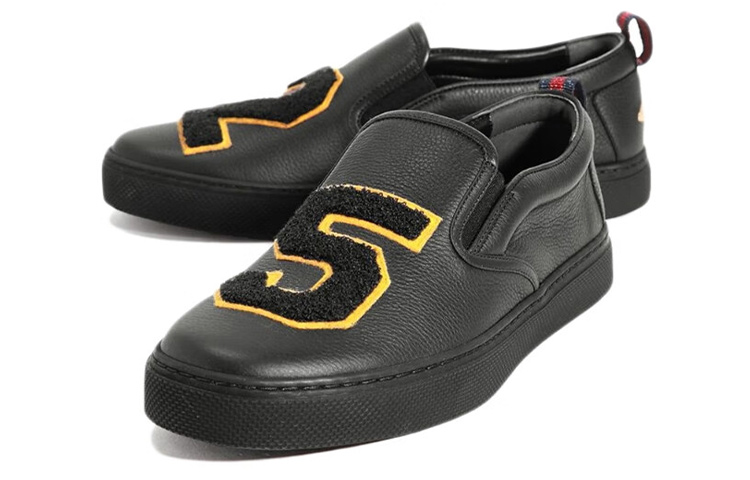 Lookbook Gucci Leather Slip-On Round-Toe Low-Top Sneaker 'Black' 449975-BXO60-1070