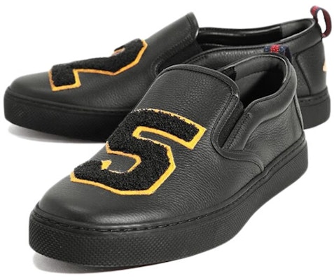 Gucci Kulit Slip-On Bulat Rendah-Atas Kasut 'Hitam' 449975-BXO60-1070 Lookbook Gucci Kulit Slip-On Bulat Rendah-Atas Kasut 'Hitam' 449975-BXO60-1070