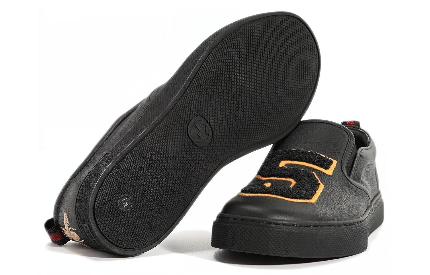 Purchase Gucci Leather Slip-On Round-Toe Low-Top Sneaker 'Black' 449975-BXO60-1070