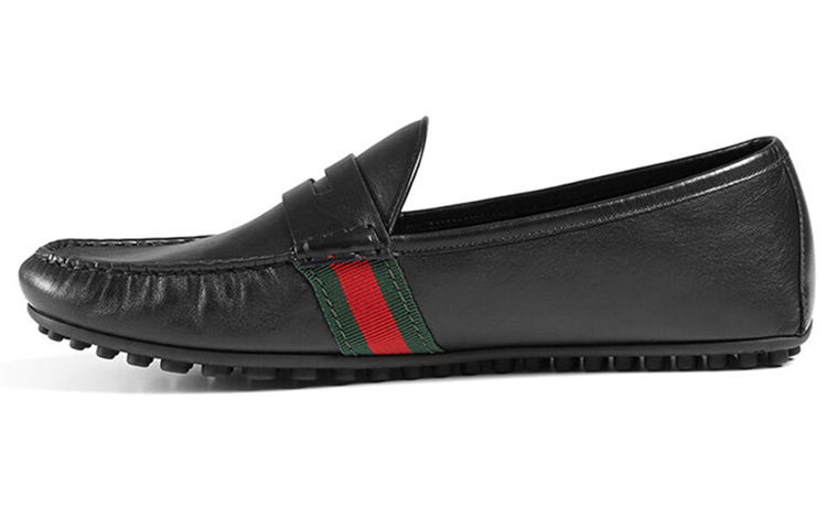 Buy GUCCI 古馳 皮革 休閒平底鞋 黑