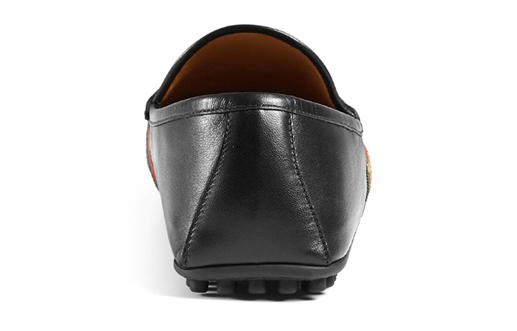 Shop GUCCI 古馳 皮革 休閒平底鞋 黑