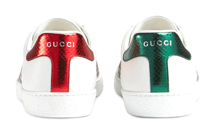 Shop Gucci 白绿红色皮革运动鞋 429359-A38L0-9064