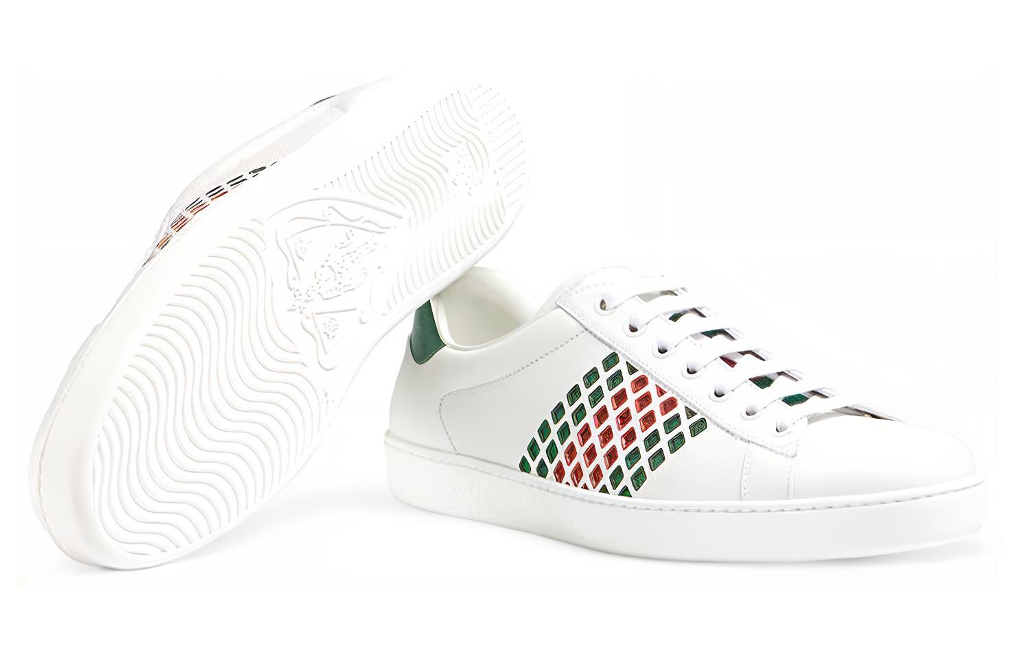 Purchase Gucci 白绿红色皮革运动鞋 429359-A38L0-9064