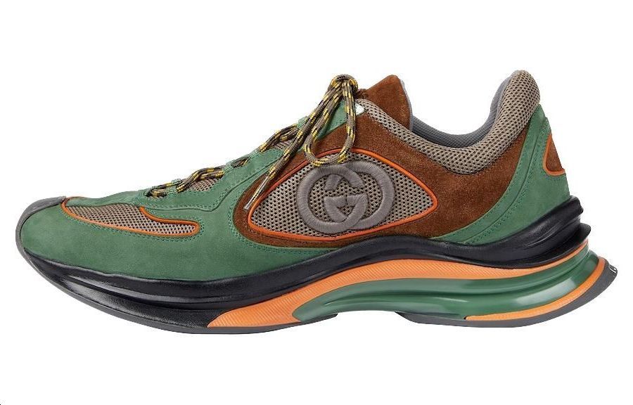 Buy GUCCI古馳 皮革 時尚繫帶 低筒 運動休閒鞋 男款 綠棕