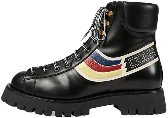 GUCCI 古奇 皮革條紋時尚馬汀靴 黑色 Buy GUCCI 古奇 皮革條紋時尚馬汀靴 黑色