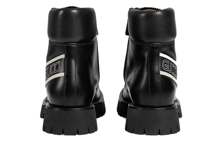Gucci Leather Stripe Fashion Martin Boots 'Black' 圖 3