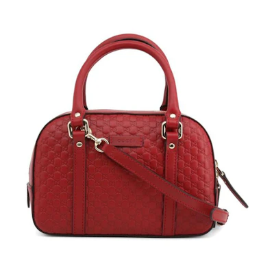 Gucci Leather Top Handle Micro Microguccissima Red