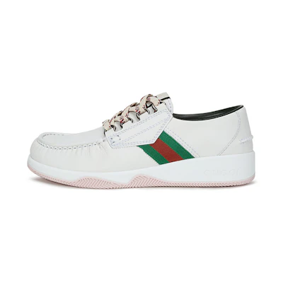 Gucci Leather Web Lace Up Low 'White'