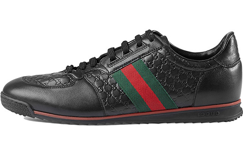 Gucci Leather Web Sneaker 'Black' 233334-A9LA0-1061