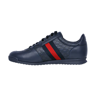 Gucci Leather Web Sneaker 'Blue'