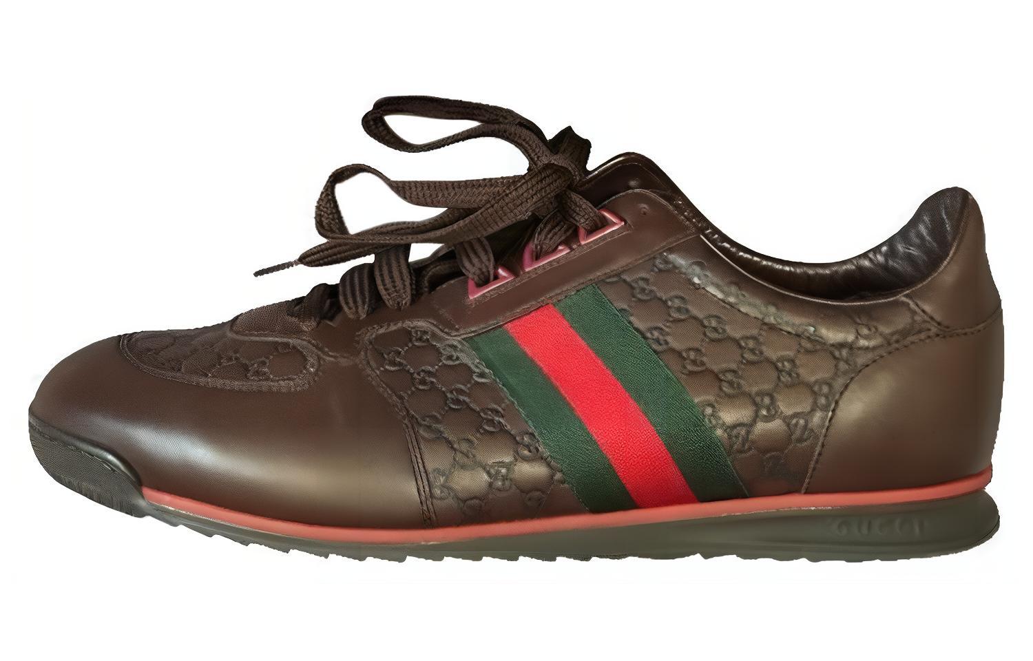 Gucci Leather Web Sneaker 'Chocolate' 233334-A9LA0-2051