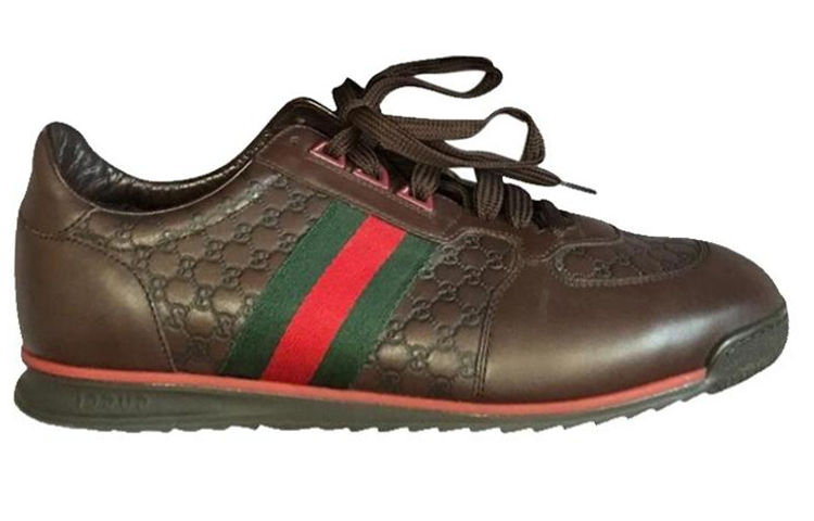 Order 구찌 초콜릿 가죽 웹 스니커즈 (Gucci Chocolate Leather Web Sneakers) 233334-A9LA0-2051