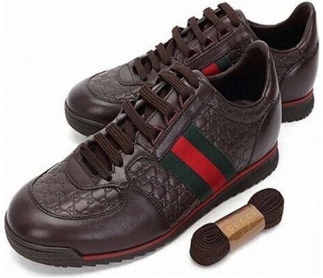 古驰巧克力色皮革Web运动鞋 233334-A9LA0-2051 Lookbook 古驰巧克力色皮革Web运动鞋 233334-A9LA0-2051
