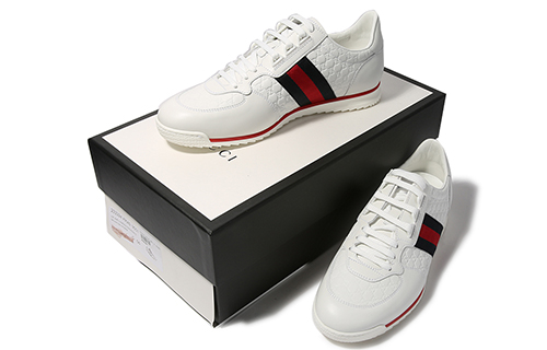 Shop Gucci Leder Web Sneaker ''Weiß'' 233334-A9LA0-9051