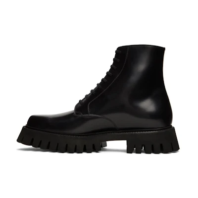 Gucci Leather Zip-up Chunky Heel Boots 'Black'