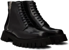 Lookbook Gucci Leder Reißverschluss Stiefeletten mit Blockabsatz ''Schwarz'' 699584-17X00-1000