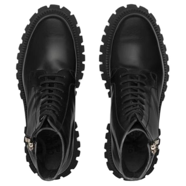 Shop Gucci Leather Zip-up Chunky Heel Boots 'Black' 699584-17X00-1000