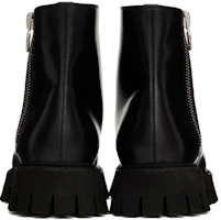 Purchase Gucci Leder Reißverschluss Stiefeletten mit Blockabsatz ''Schwarz'' 699584-17X00-1000