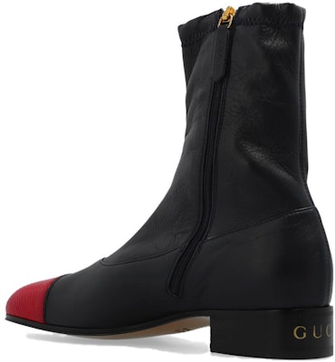 Gucci Leather Zip 'Fashion Ankle Boot Black Red' 725805-LAABO-6477 Purchase Gucci Leather Zip 'Fashion Ankle Boot Black Red' 725805-LAABO-6477