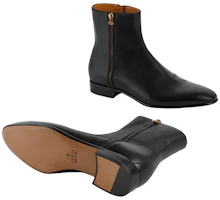 Details for Gucci Leder Reißverschlussstiefel ''Mode Kurz Schwarz'' 699324-0F300-1000