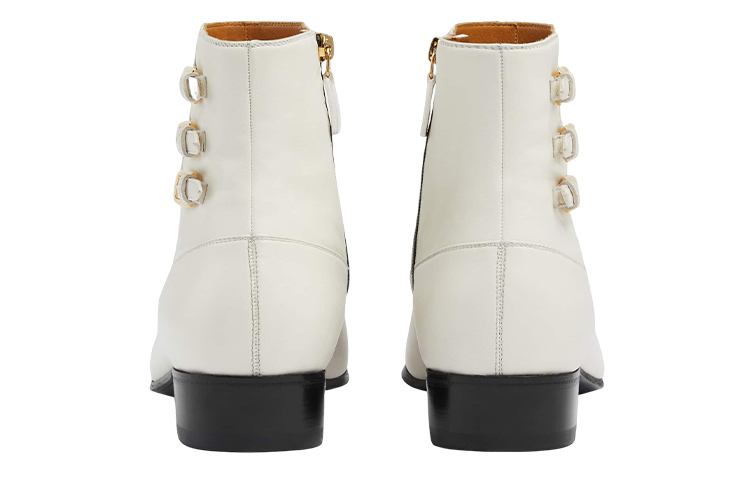 Lookbook Gucci Leather Zip Short Boots 'White' 717026-AAA4W-9151