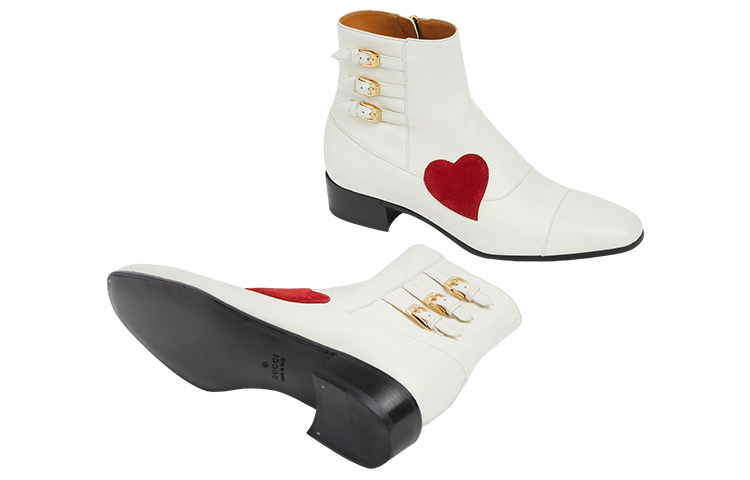 Shop Boot Pendek Kulit Resleting Gucci 'Putih' 717026-AAA4W-9151