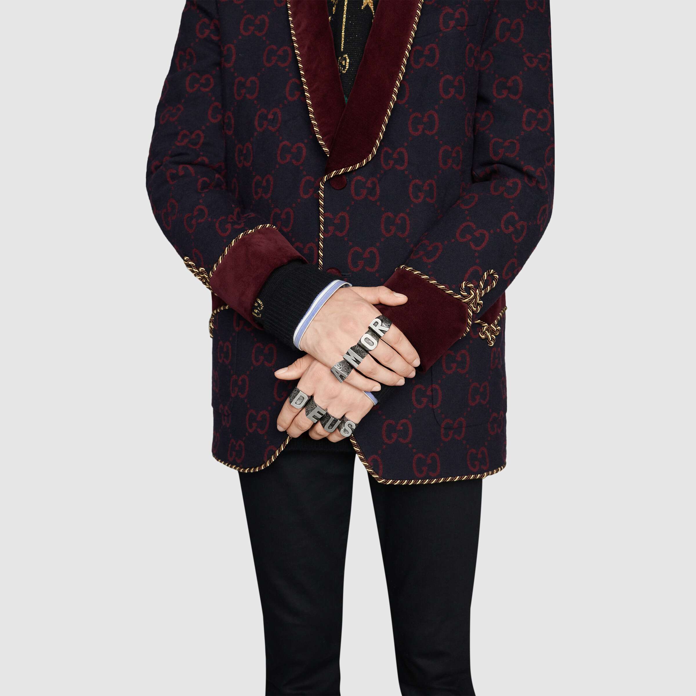 Shop GUCCI 字母"B" 925纯银戒指 554243-J8400-0811