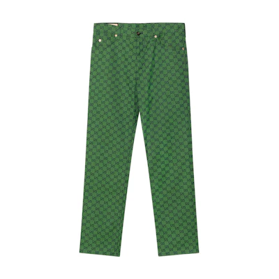 Gucci Letter Logo Green Casual Pants with Side Zipper Pockets for Men 623953-ZKU09-3344