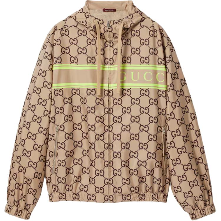Gucci Lido Beige Letter Print Zip Hoodie Jacket 787514-ZAQOI-2309