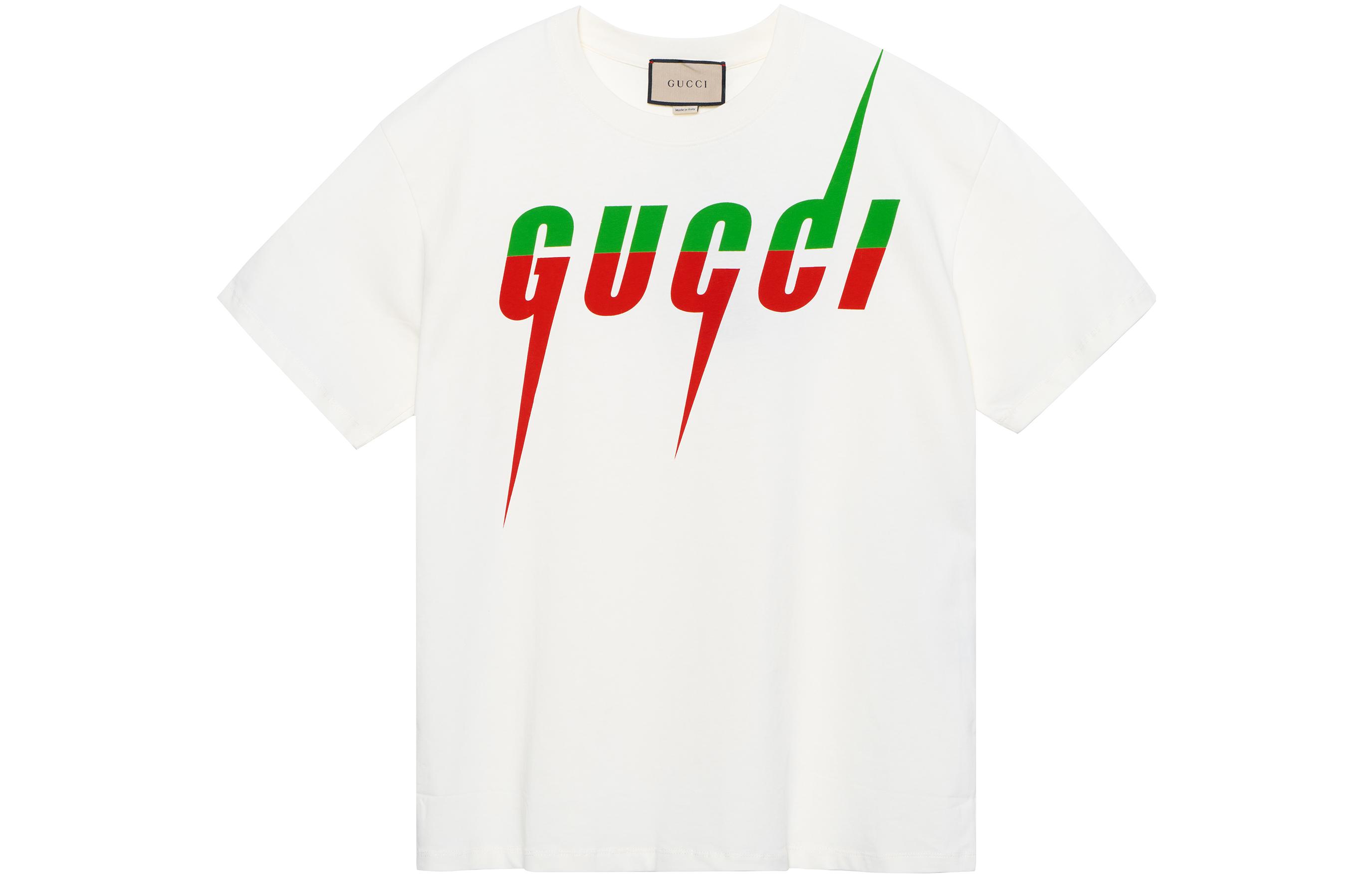 Gucci Lido Blade Print Crewneck T-Shirt Men Off-White 565806-XJAZY-9037