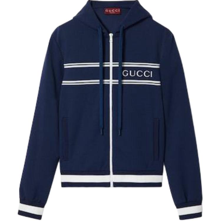 Gucci Lido Blue Logo Print Zip Hoodie Jacket 787939-XJGJ5-1010