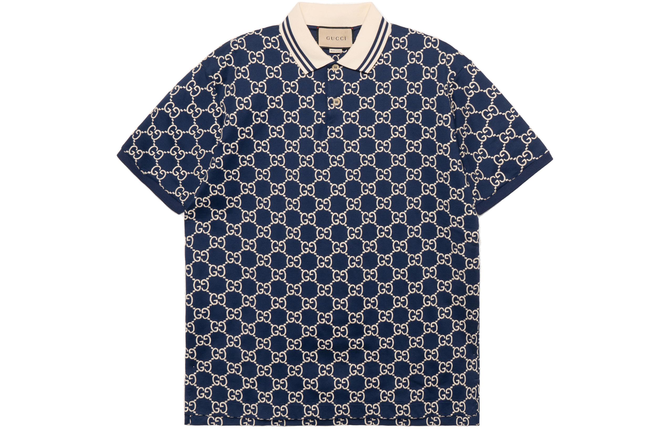 Gucci Lido Blue Monogram Short Sleeve Polo Shirt for Men 598956-XJB0U-4115