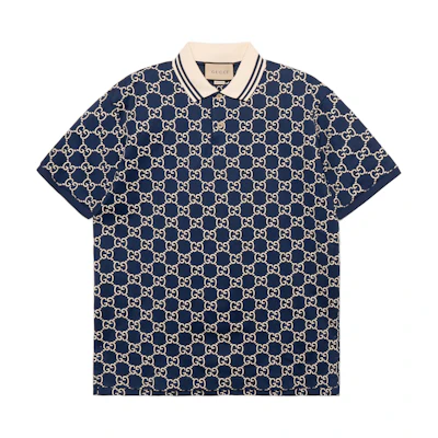Gucci Lido Blue Monogram Short Sleeve Polo Shirt for Men 598956-XJB0U-4115