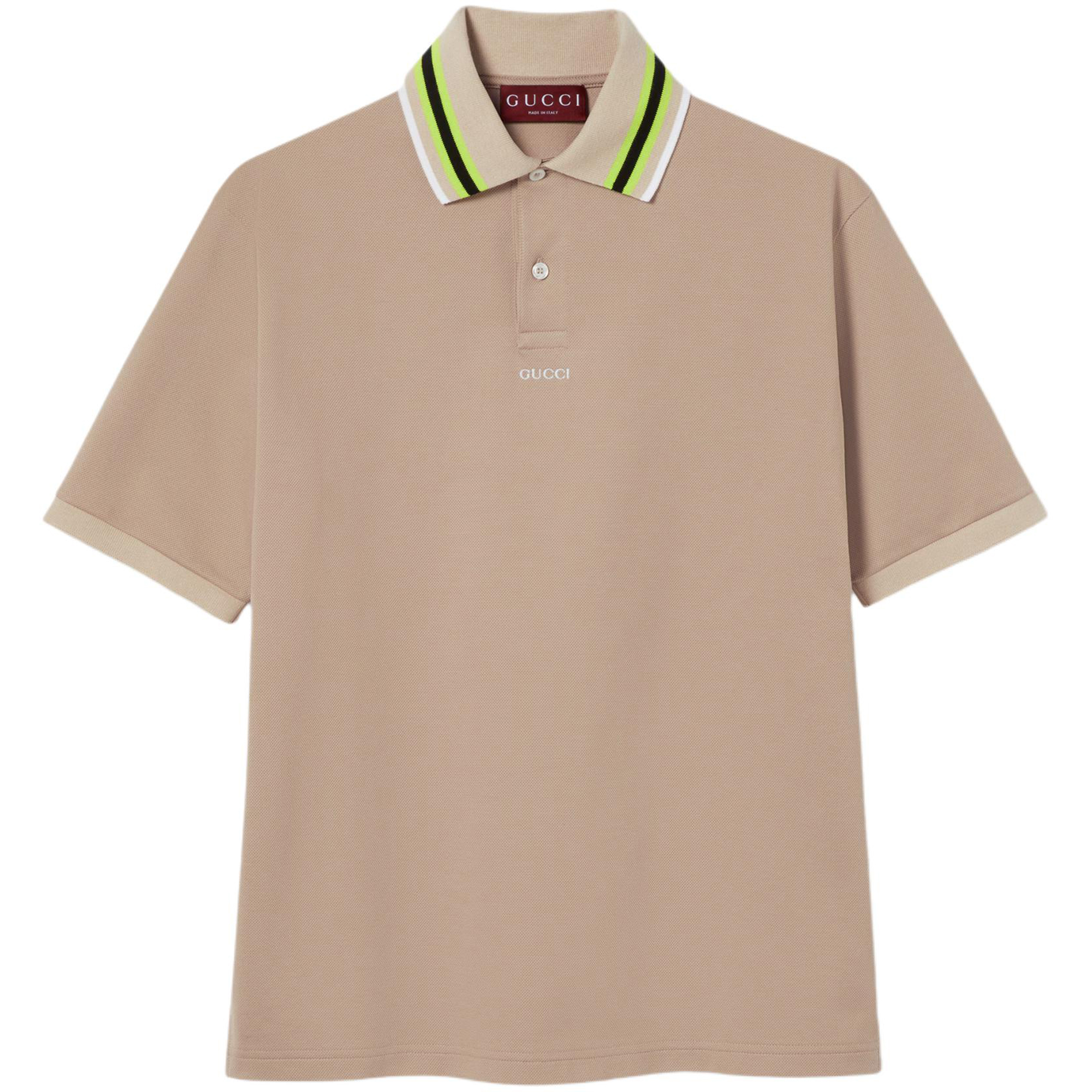Gucci Lido Collection Beige Polo Shirt with Embroidered Stripes 788024-XJGJY-2219